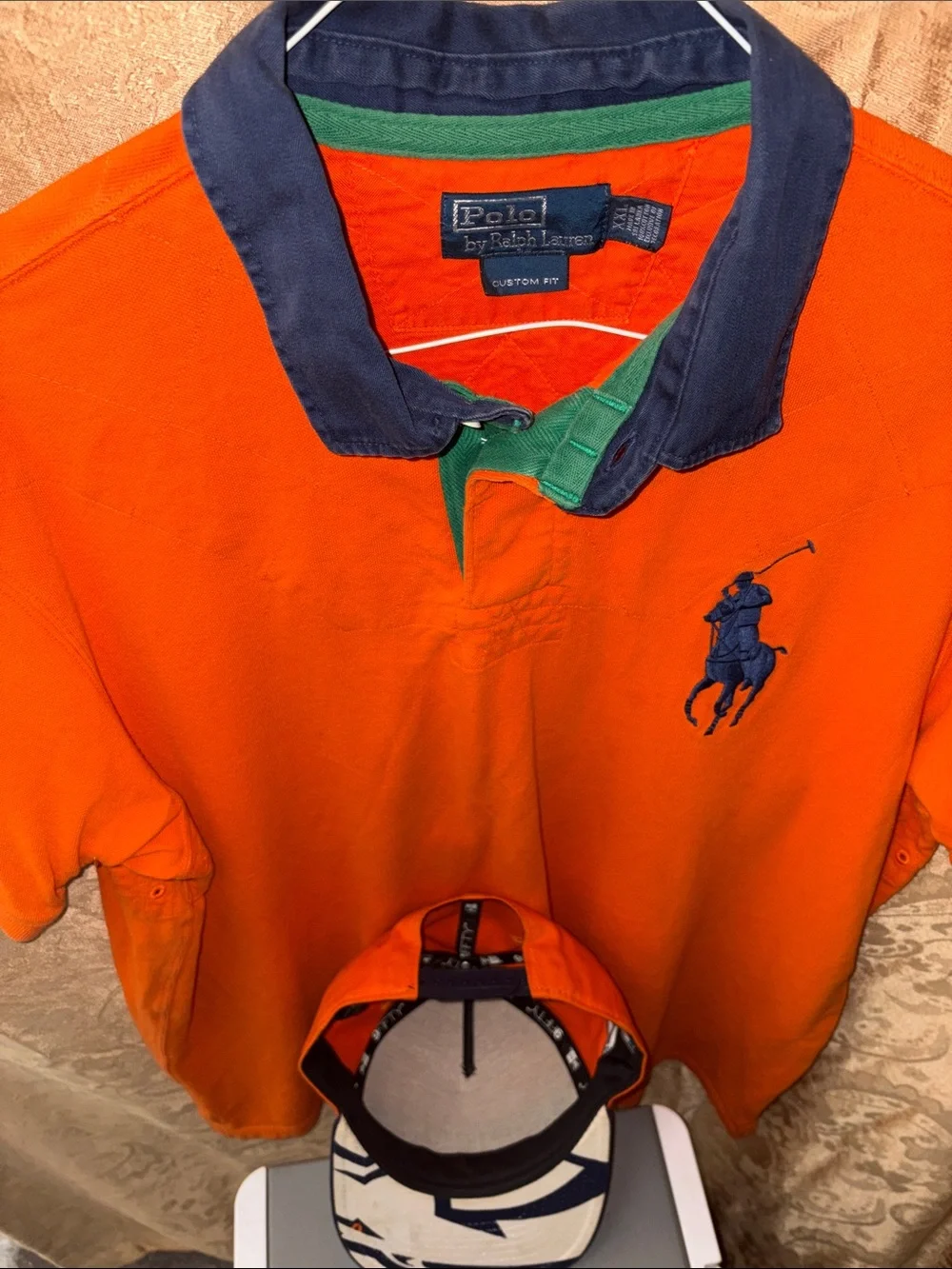 Polo by Ralph Lauren Orange Polo with Navy Trim Denver Broncos snap back
